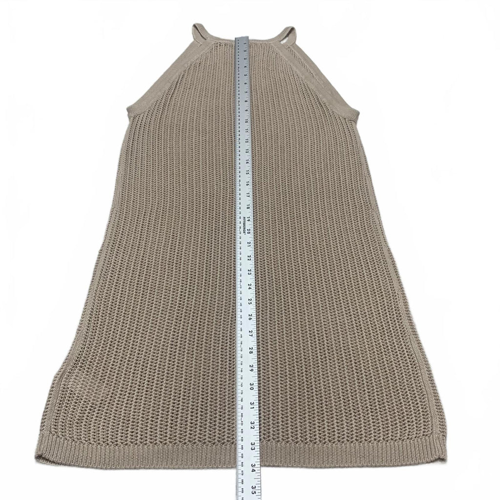 Tahari Womens Sz Large Beige Knit Sleeveless Dress Summer Beach Pool Party