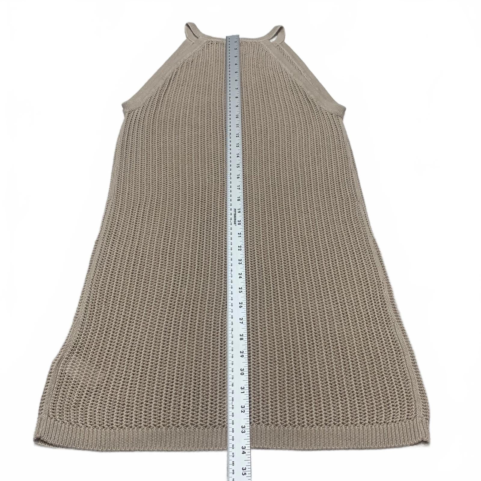 Tahari Womens Sz Large Beige Knit Sleeveless Dress Summer Beach Pool Party