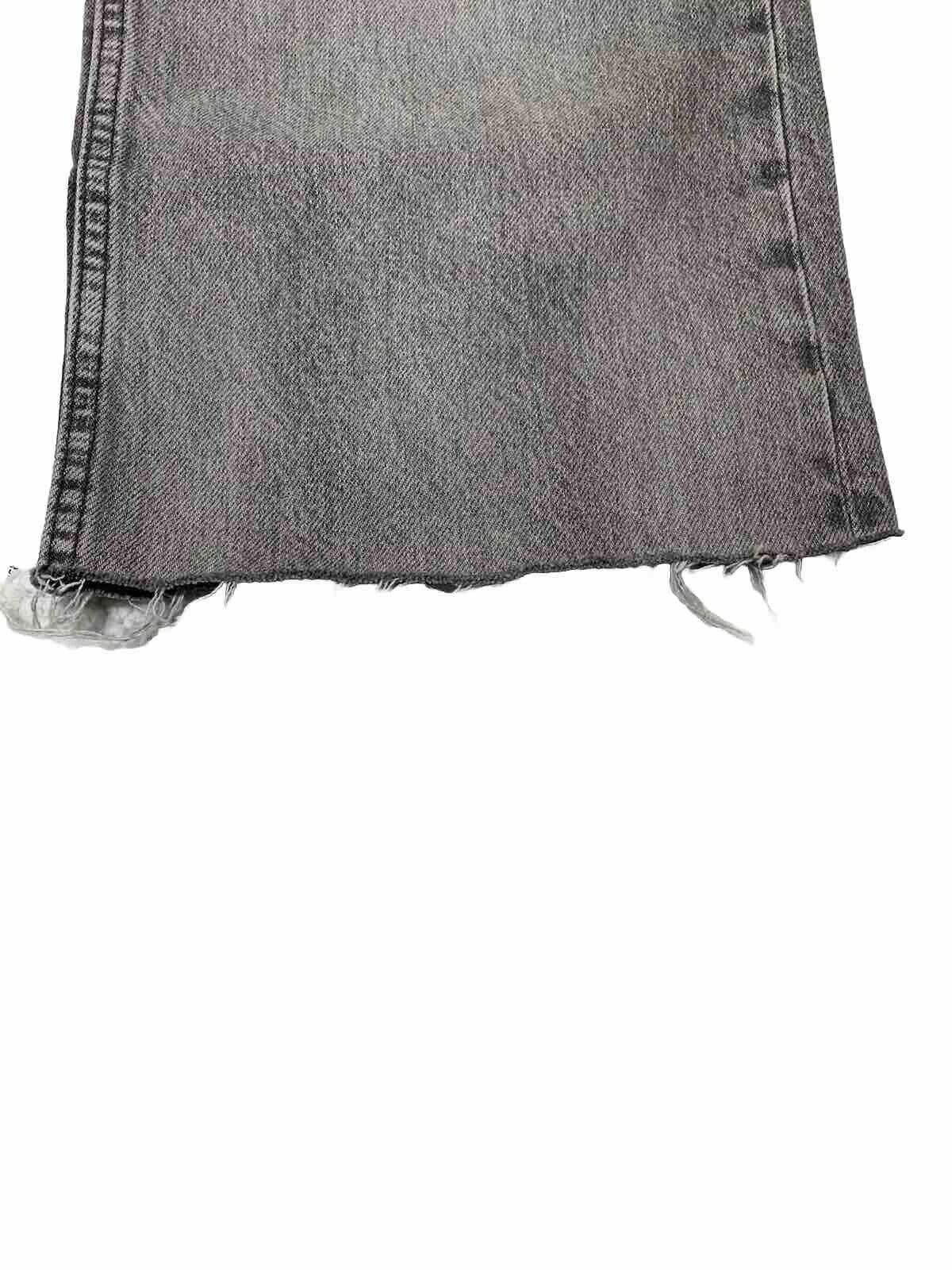 Zara Jeans Women's Size 6  Denim Gray  Cropped Frayed Edge