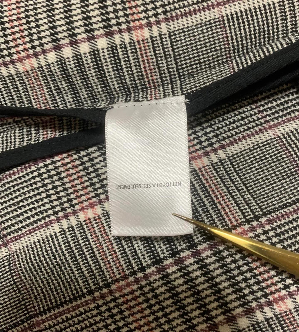 Treasure & Bond Women's Plaid Blazer Jacket XS Black Pink Gray 1-Button Stretch