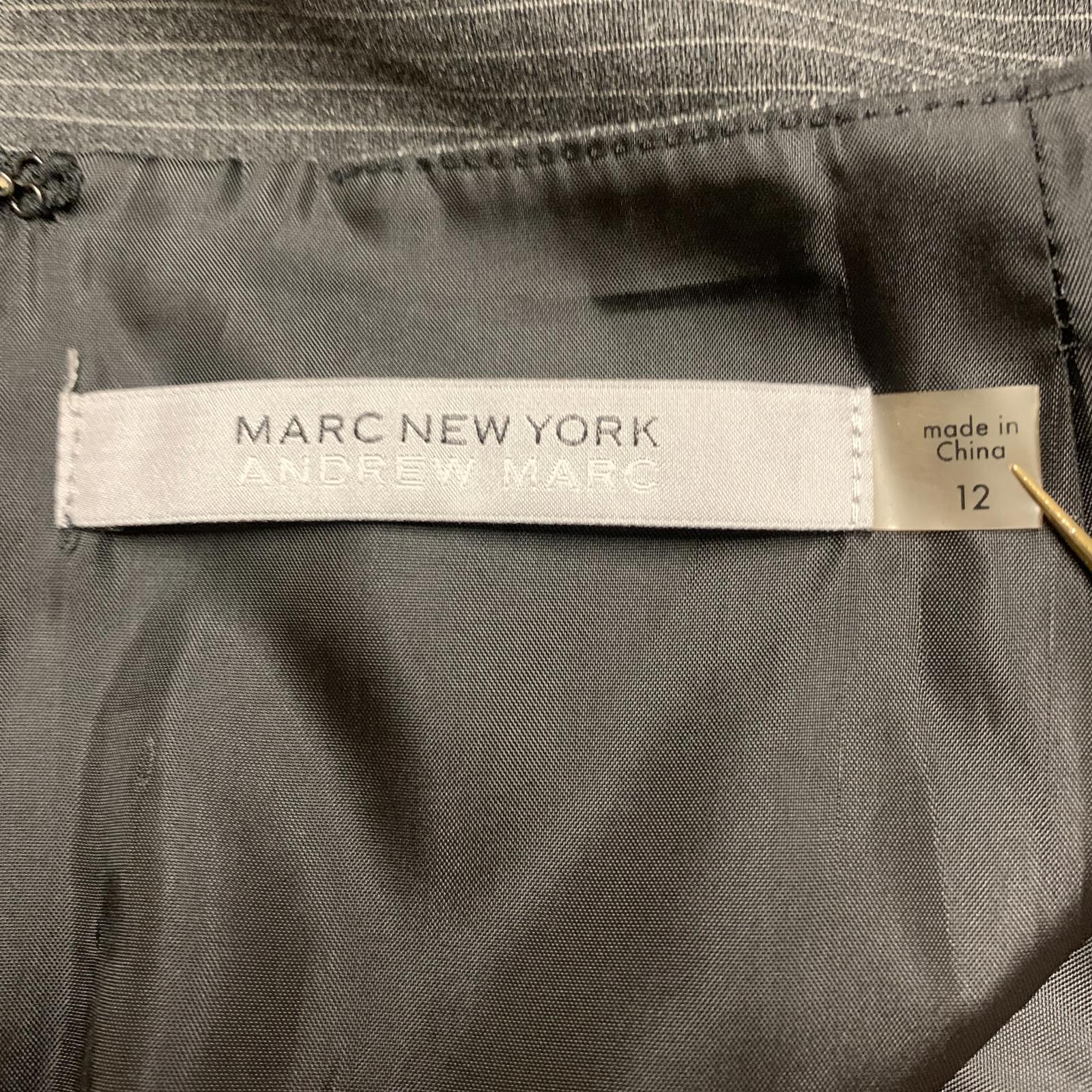 Vintage Marc New York Marc Andrew Womens Sz 12 Gray Pinstriped Skirt Side Slit