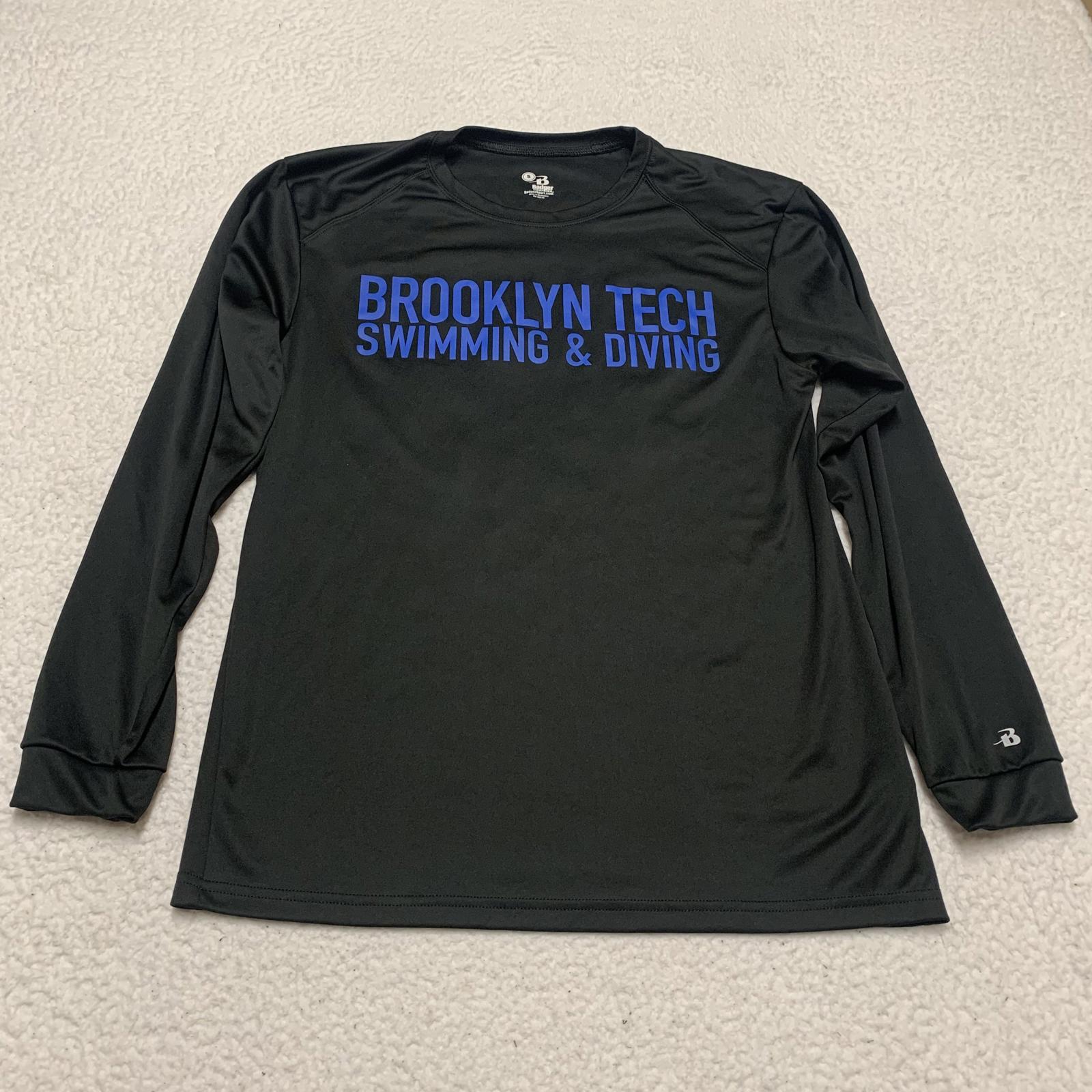 Badger Sports Men's S Black Brooklyn Tech Swimming & Diving Long Sleeve Shirt