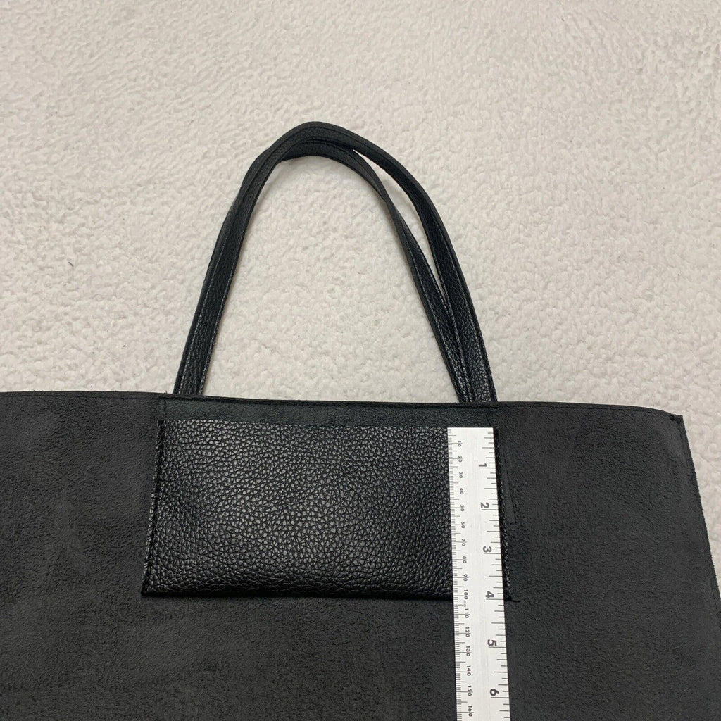Vince Camuto Women’s Black Gray Stripe Pebbled Soft Vegan Leather Tote Bag