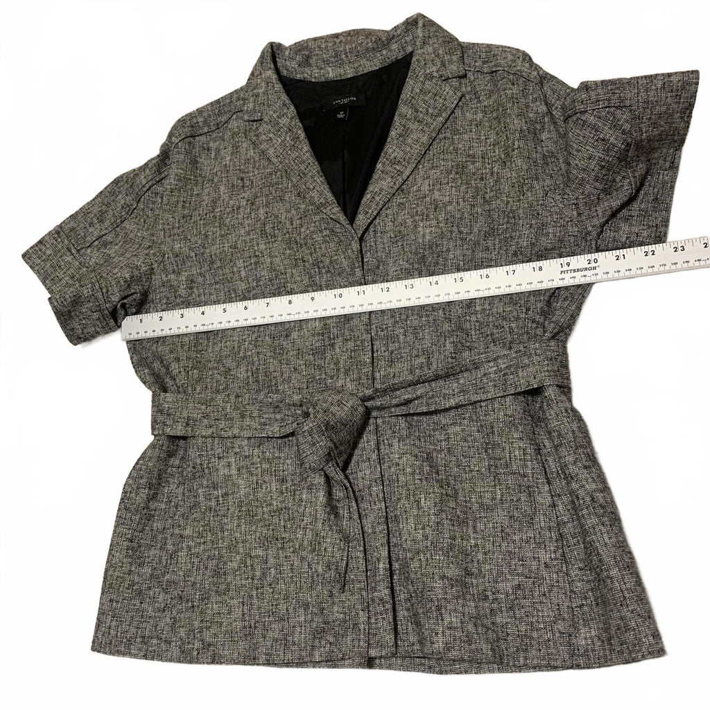 Ann Taylor Women's Size 12 Gray Short Sleeve Belted Blazer