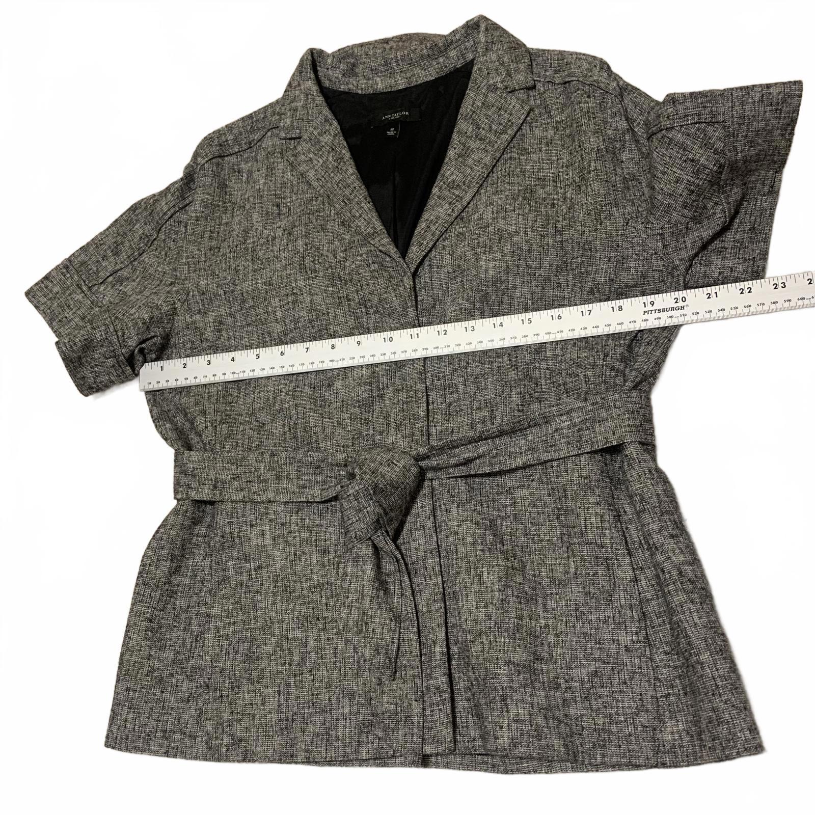 Ann Taylor Women's Size 12 Gray Short Sleeve Belted Blazer