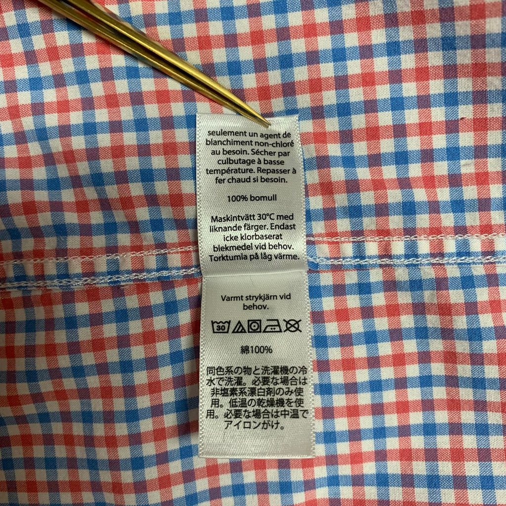 Vineyard Vines Men’s Large Red Blue Check Slim Fit Murray Button Shirt