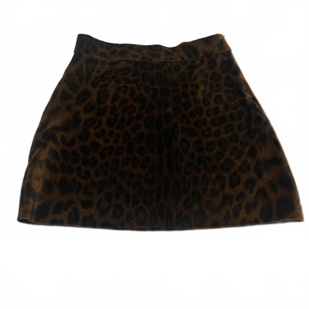 Zara TRF Women's Velvet Leopard Print Mini Skirt XS Brown Black Y2K Retro