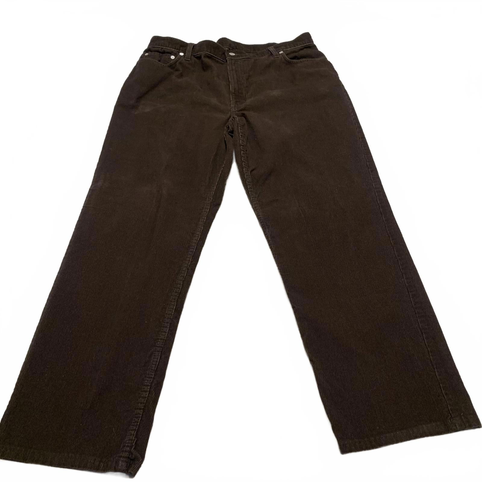 Lands' End Men's Size 38 Brown Traditional Fit Tapered Leg Corduroy Pants
