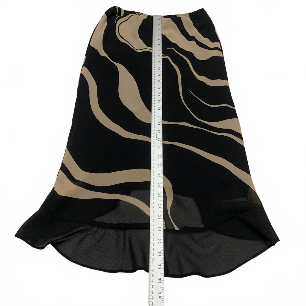 VTG Women's Size Large Black Beige Zebra Print Asynnetrical hem Skirt Unbranded