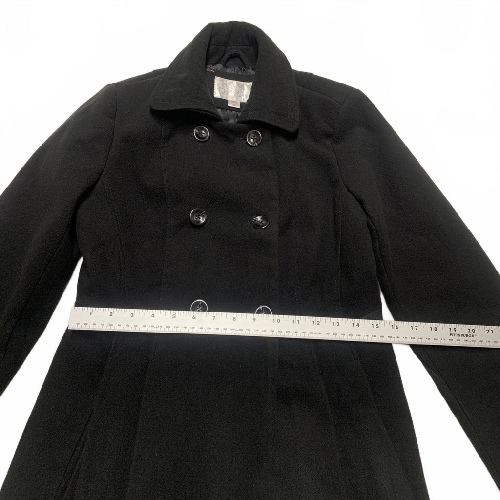 Xhiliration Women’s Size Medium Black Double-Breasted Peacoat