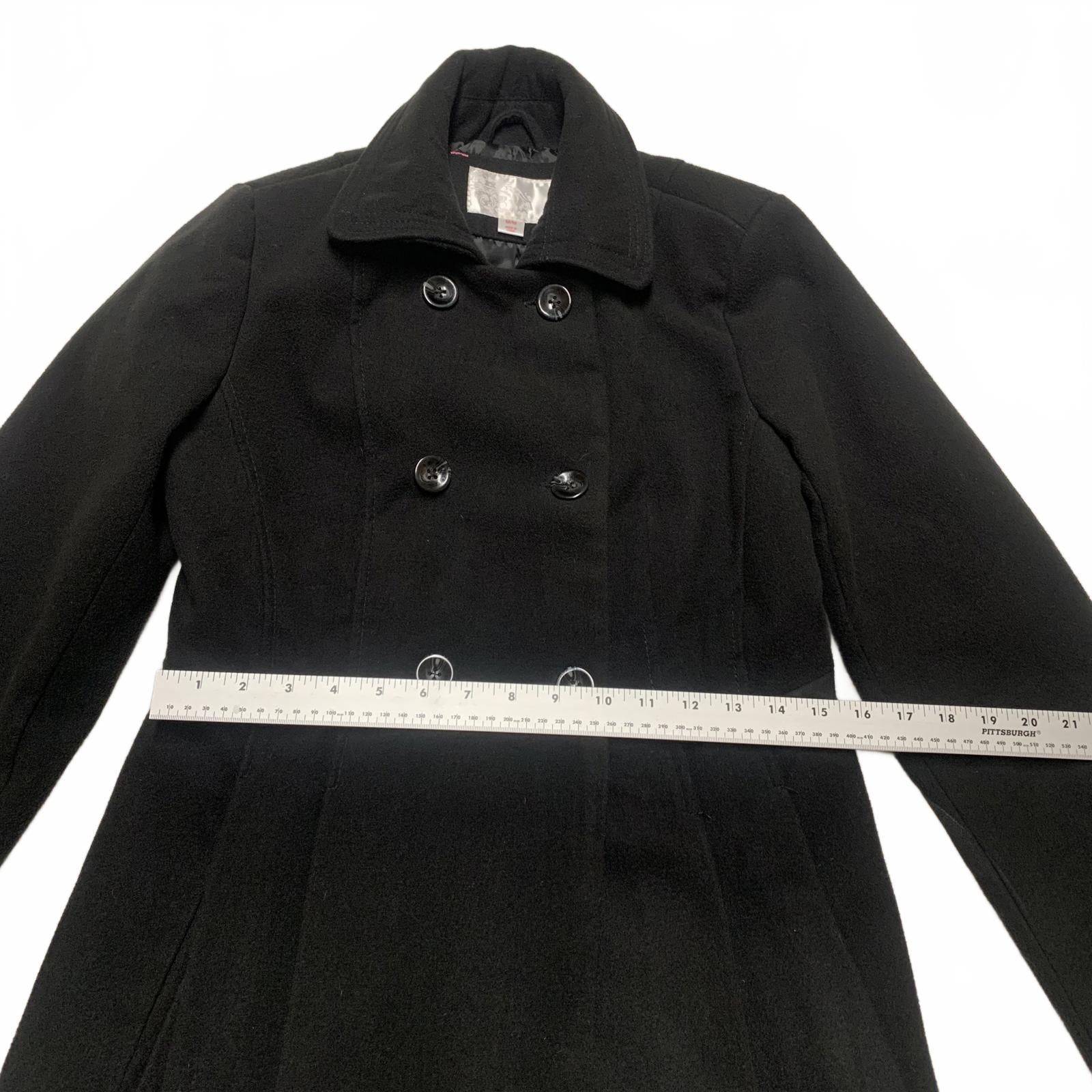 Xhiliration Women’s Size Medium Black Double-Breasted Peacoat