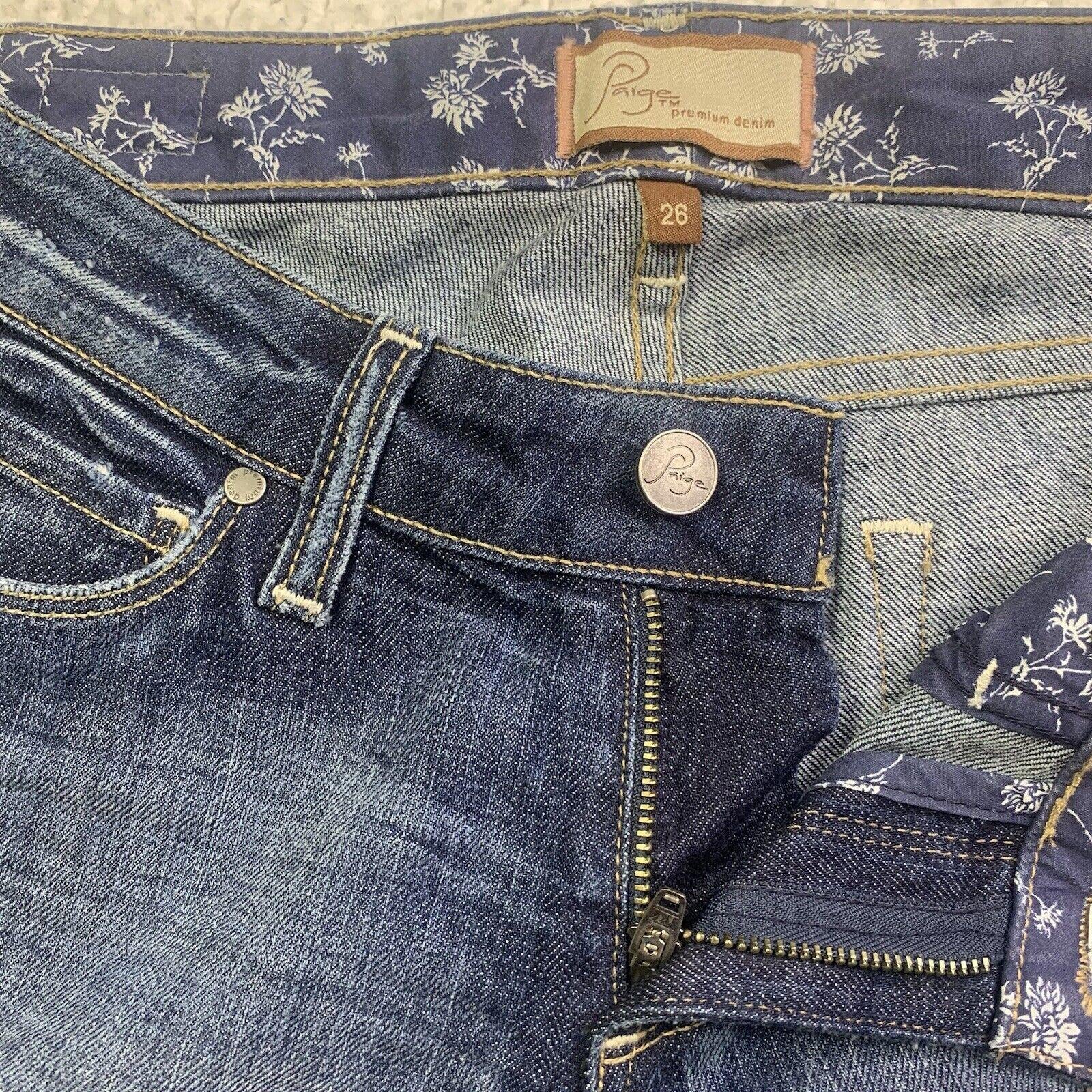 Paige Skyline Jeans Women’s Size 26 Slim  Ankle Leg Low Rise Distressed W28x29L