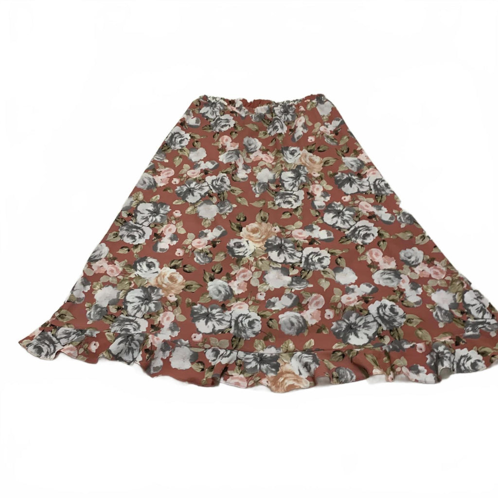 Green Envelope Los Angeles Women's Size L Floral Ruffle Hem Skirt Made USA