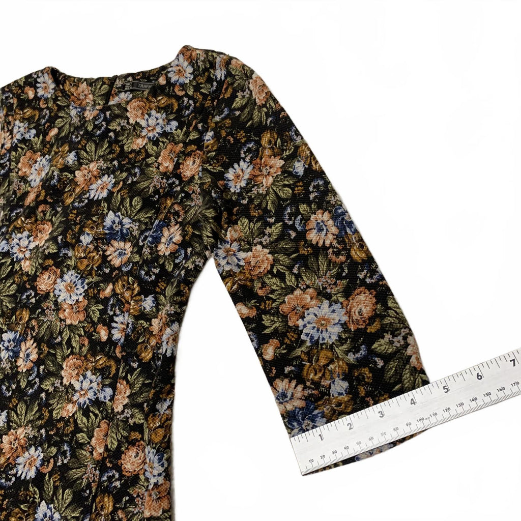 Zara Trafaluc Women's Size S Floral Dress Long Sleeve Y2K Retro