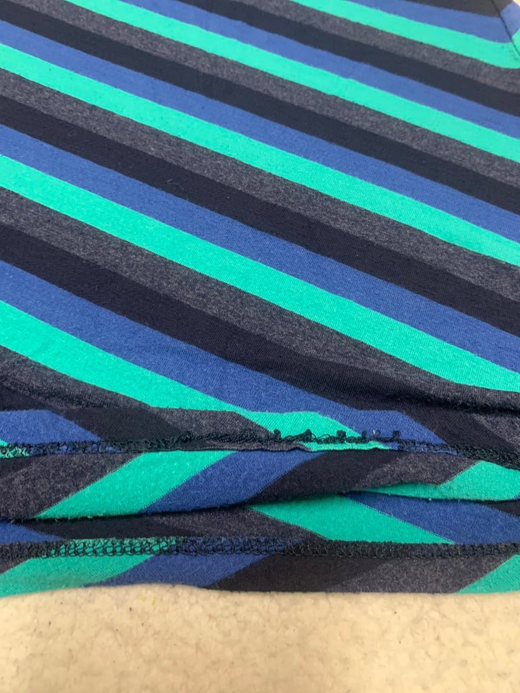 Vtg Matty M Womens Sz S Convertible Midi Skirt to Dress Blue Green Striped