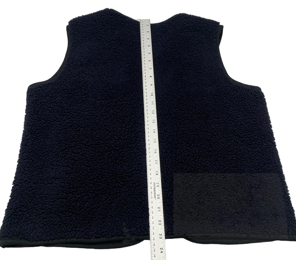 UNIQLO Women's Small Navy Vest V-Neck Full Zip Teddy Fleece Jacket Faux Sherpa