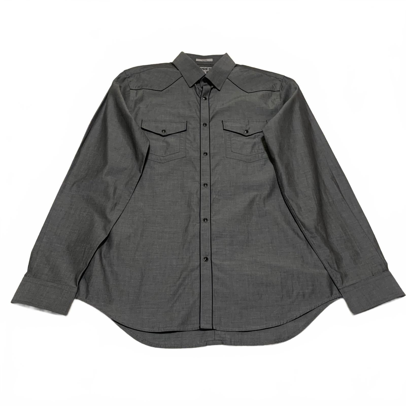 Express Men's Size Medium 15-151/2  Long Sleeve Casual Shirt Gray Western Style