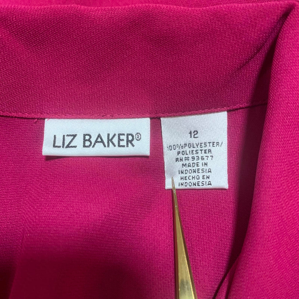 Liz Baker Women's Size 12 Fushia Short Sleeve Button-Up Blouse