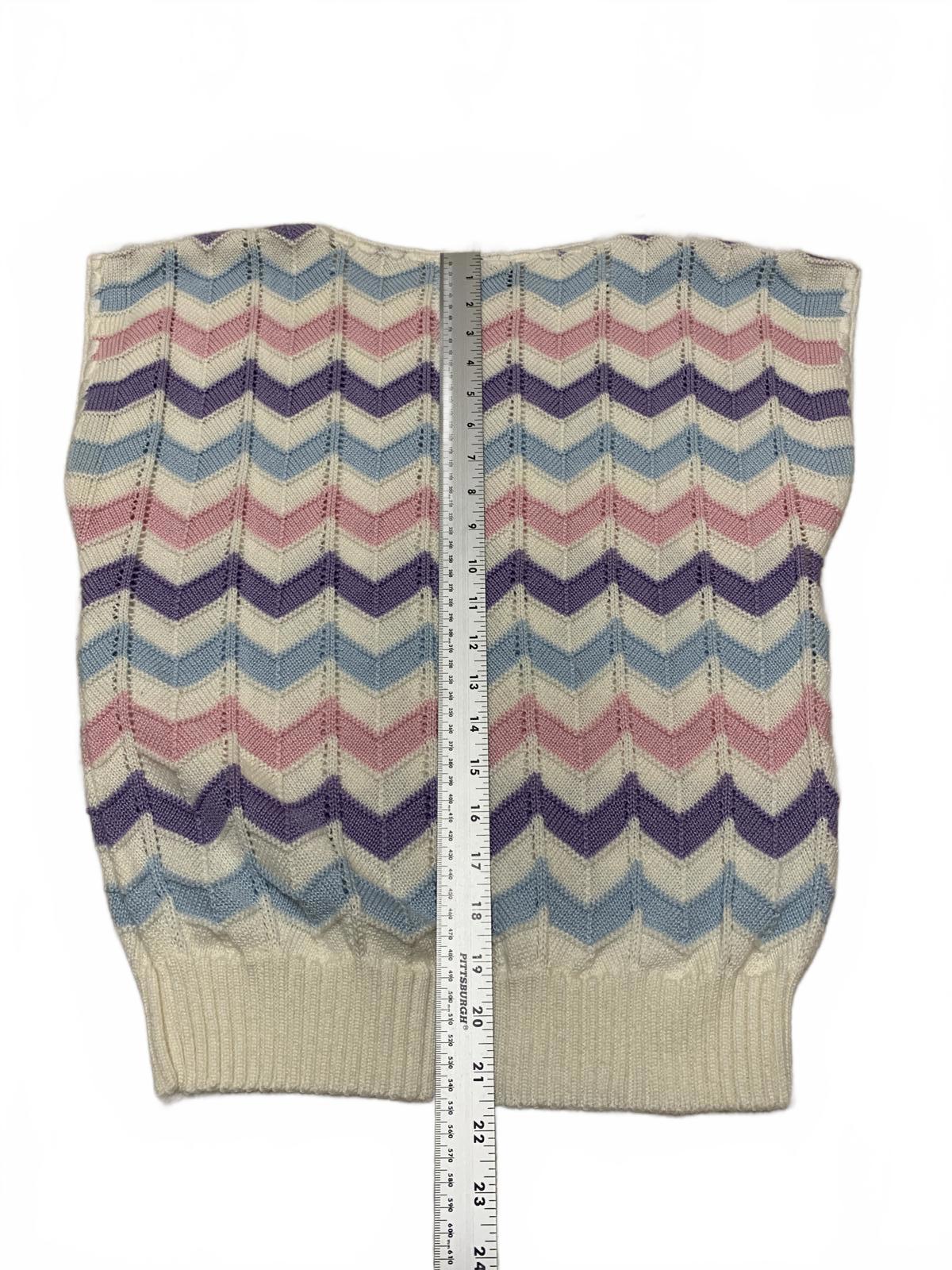Vintage 80s Jolie New York Women's Pastel  Sweater Vest Chevron Pattern