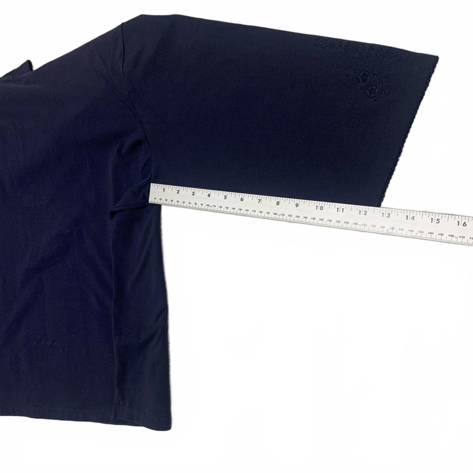 Denim & Company Navy Blue Women's Blouse Size 3X Embroidered Details