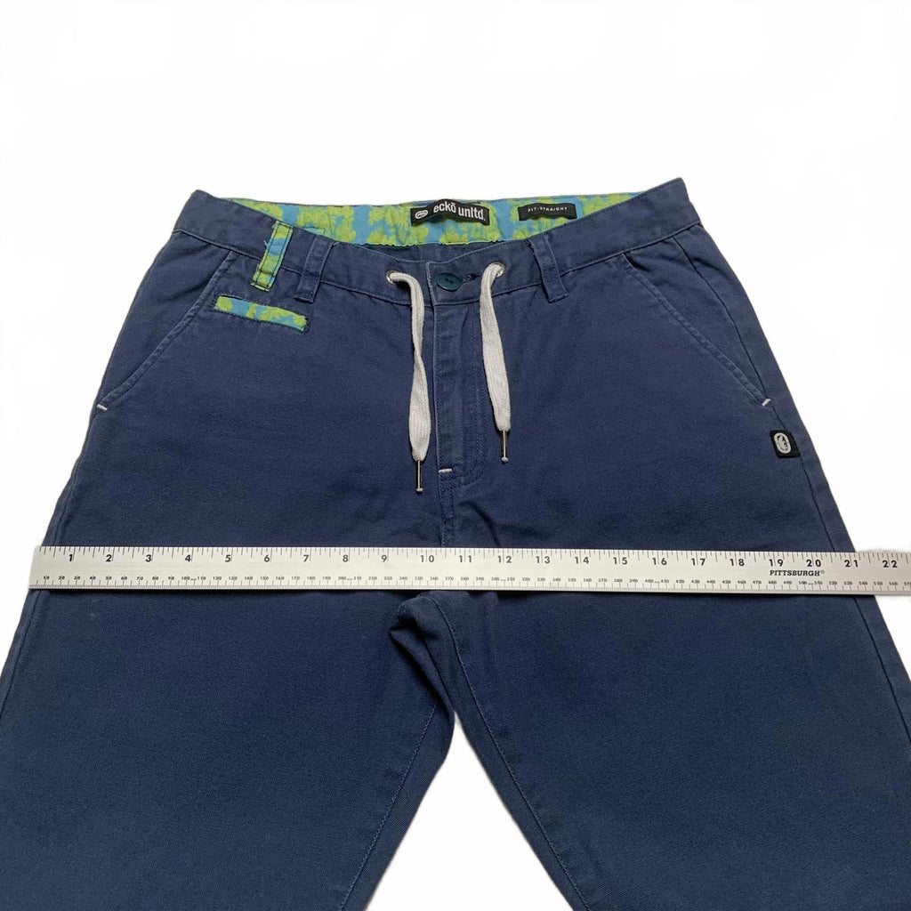 Ecko Unltd. Men's See Measurements Blue Fit-Straight Casual Pants Navy Blue