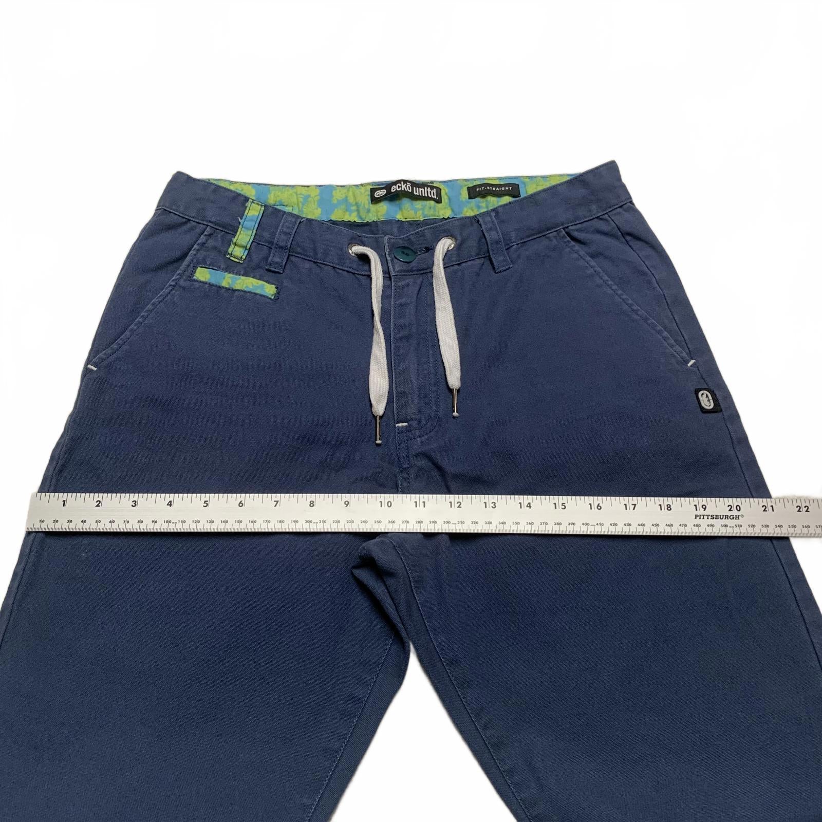 Ecko Unltd. Men's See Measurements Blue Fit-Straight Casual Pants Navy Blue