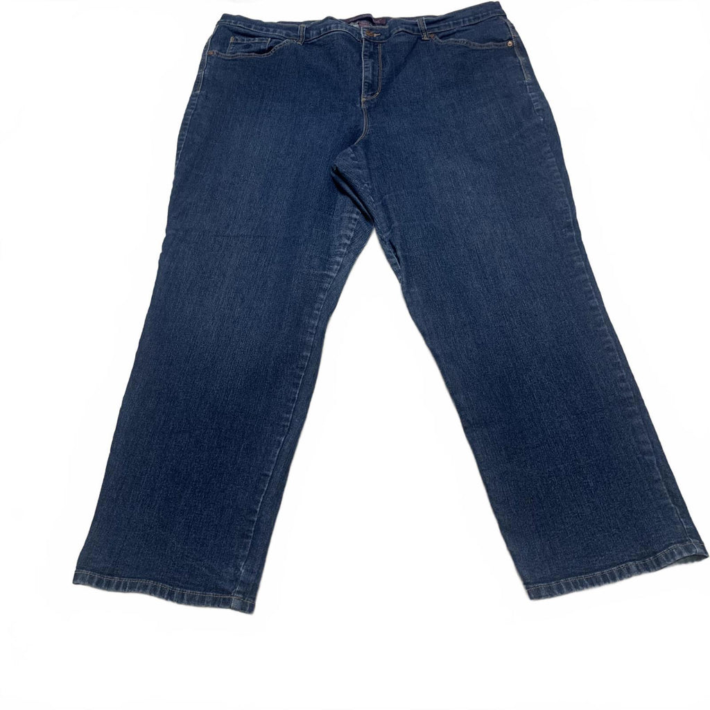 Gloria Vanderbilt Women's Sz 22 Wide Dark Blue Wide-Leg Jeans 43 x 29 Actual