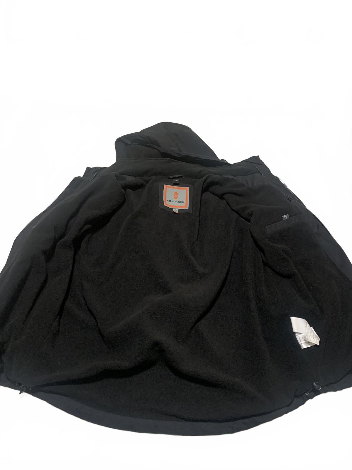 Free Country Men's Size X Large  Black Utility Jacket Hooded Coat  Warm Durable