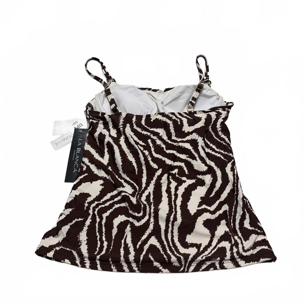 La Blanca Women's Sz 6 Zebra Brown Tan Print Tankini Top Built in Bra Support