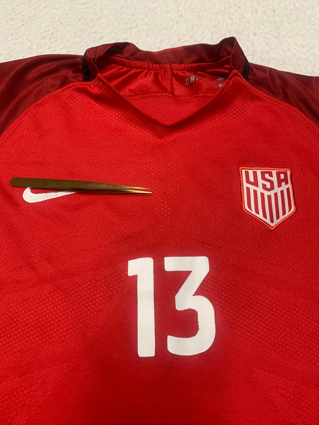 Nike USA Women's Soccer Jersey Size 26 Red Black Morgan #13 Dri-FIT Technology
