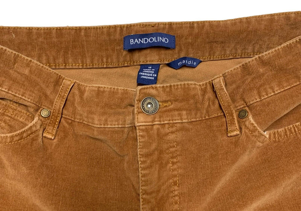 Bandolino Women's Corduroy Pants Sz 12 Brown Mandie Style  Straight Leg