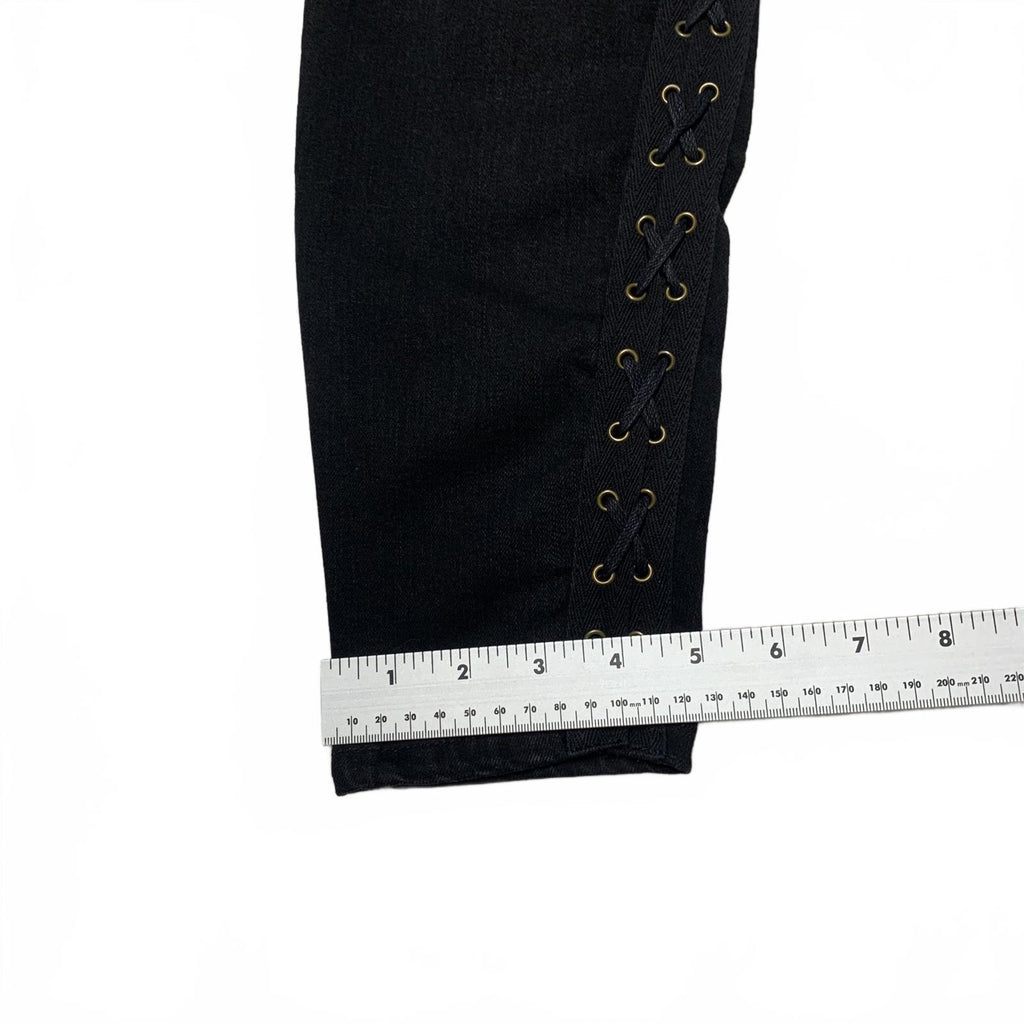 Sneak Peek Juniors Size 7 Black Wash Lace-Up Side Jeans 27.5 x 27