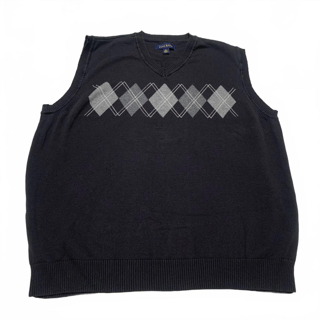 Club Room Men’s Size Large Black Argyle Sweater Vest