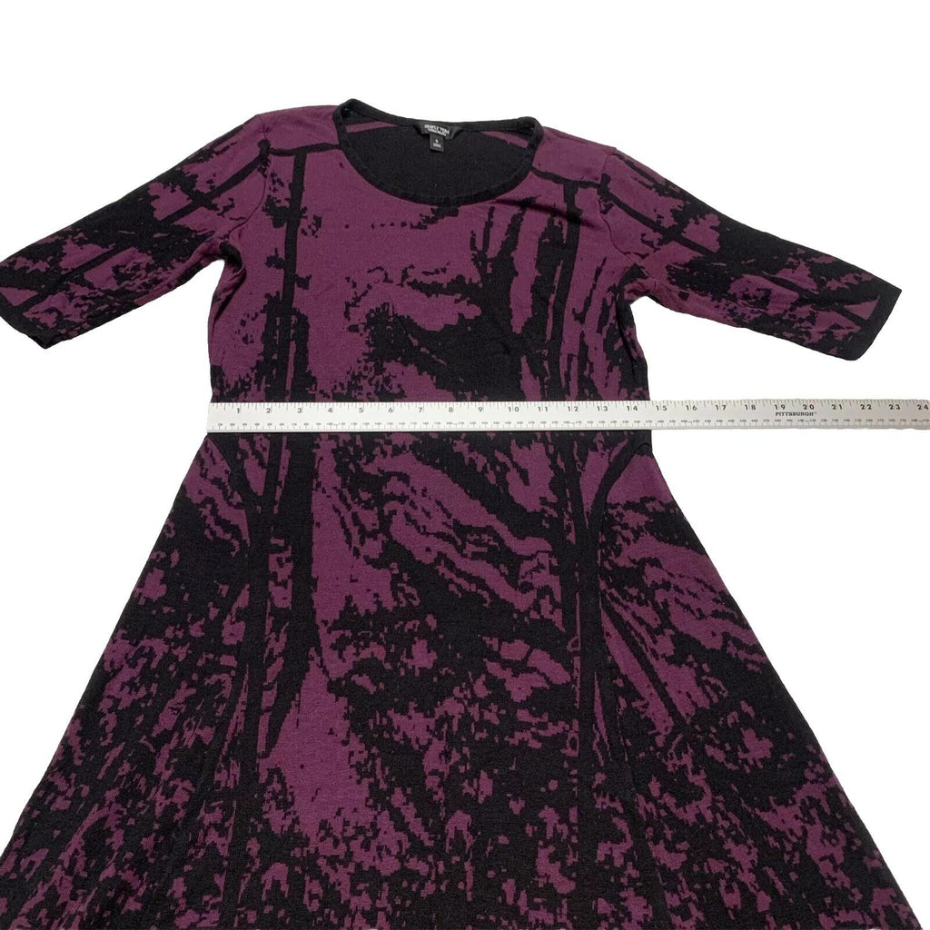 Simply Vera Vera Wang Women’s Size S Purple Black Dress Abstract 3/4 Sleeve Knee