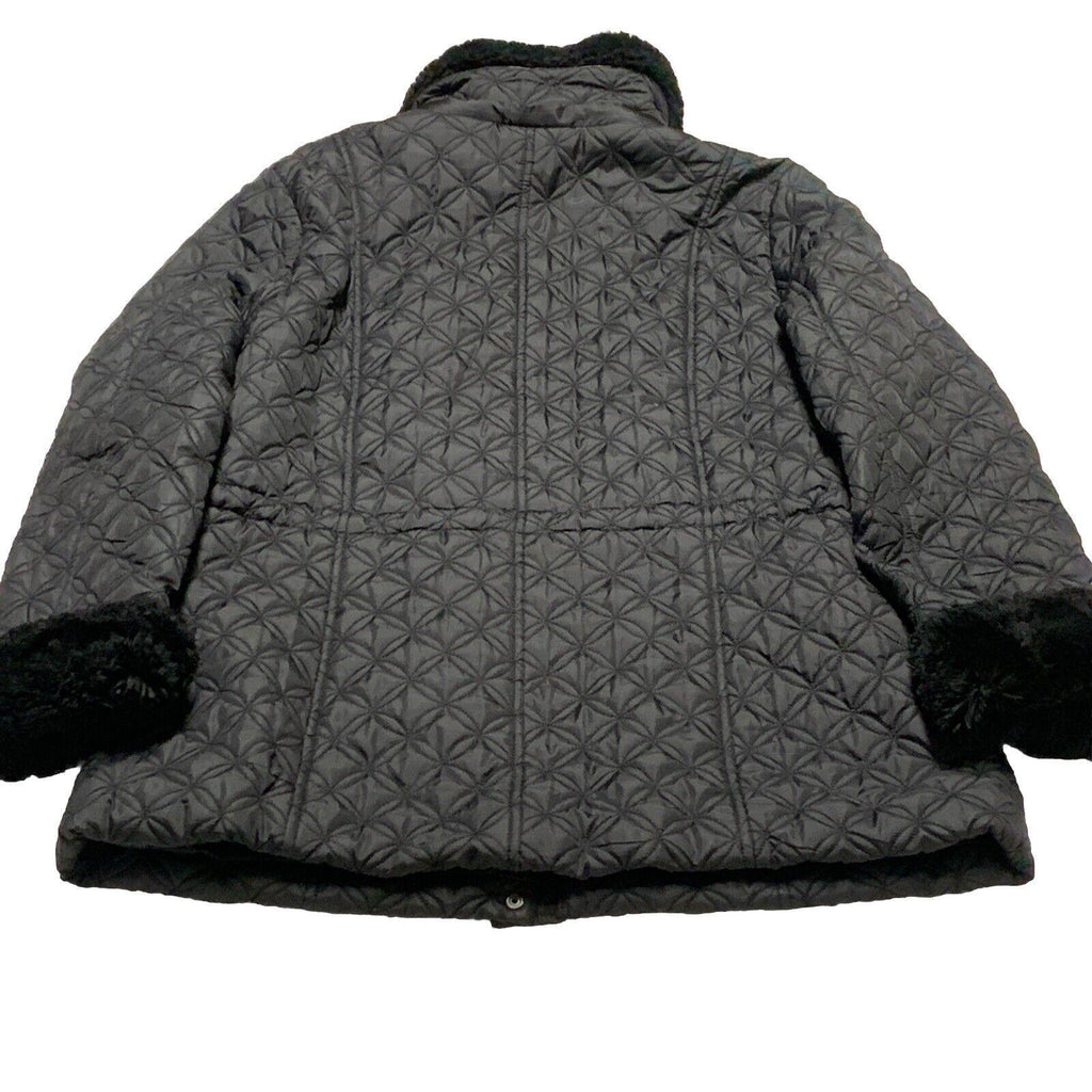 MARC New York Andrew Marc Women’s  XL Faux Fur  Black Quilted Winter Coat Puffer