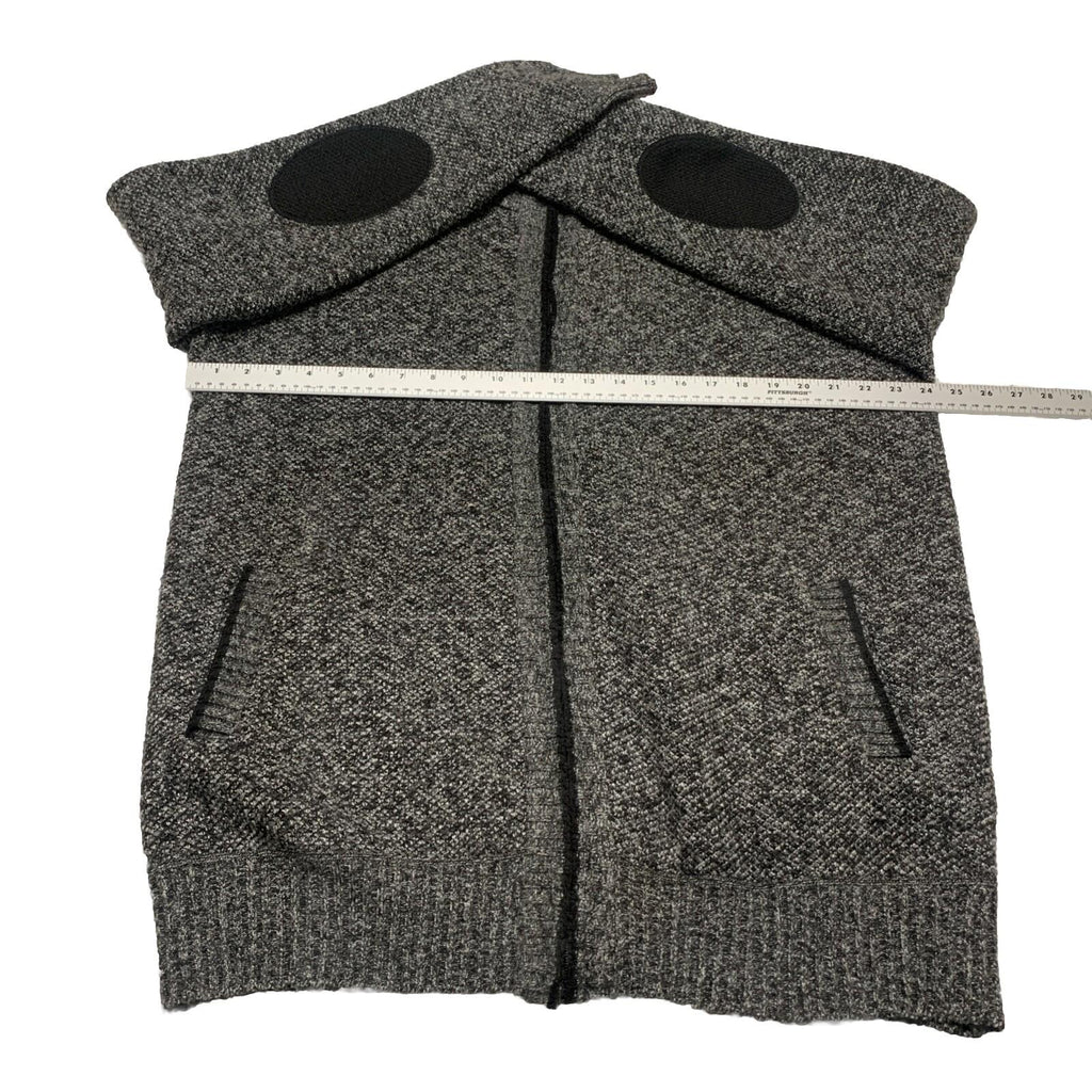 Alberto Cardinali Men's Cardigan XL Black Gray Full Zip Fleece Lined Elbow Patch