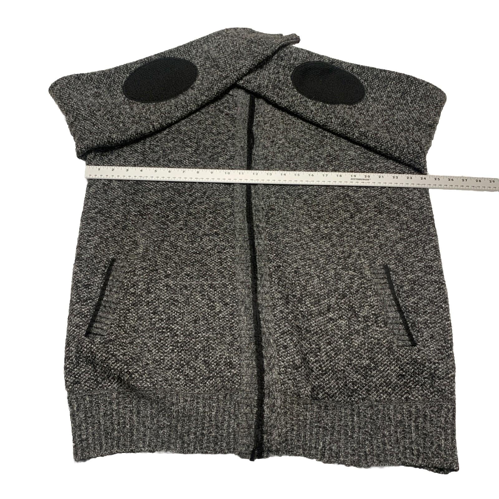 Alberto Cardinali Men's Cardigan XL Black Gray Full Zip Fleece Lined Elbow Patch