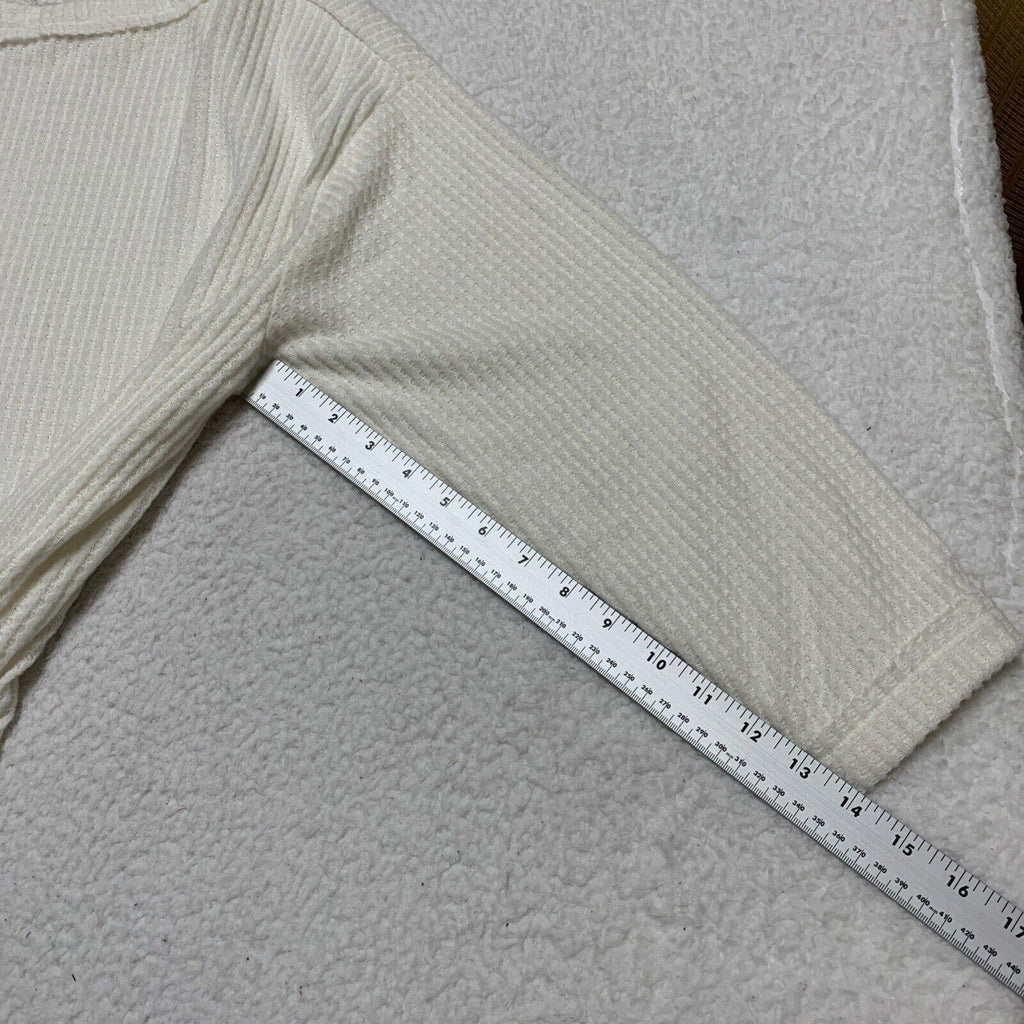Out From Under UO Women XS  Ivory Oversized Waffle Knit Layering Top Slit