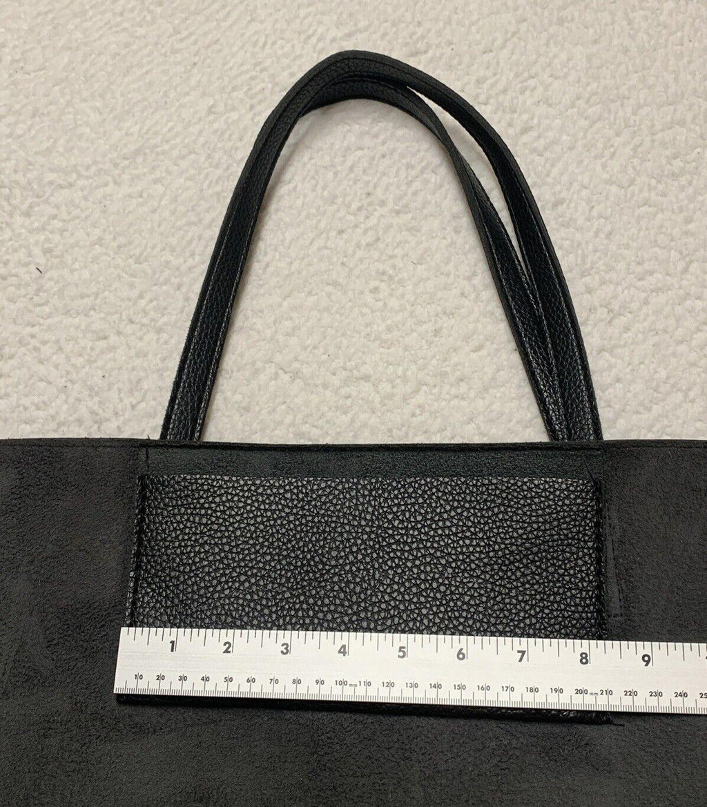 Vince Camuto Women’s Black Gray Stripe Pebbled Soft Vegan Leather Tote Bag