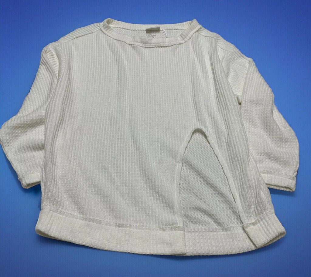 Out From Under UO Women XS  Ivory Oversized Waffle Knit Layering Top Slit
