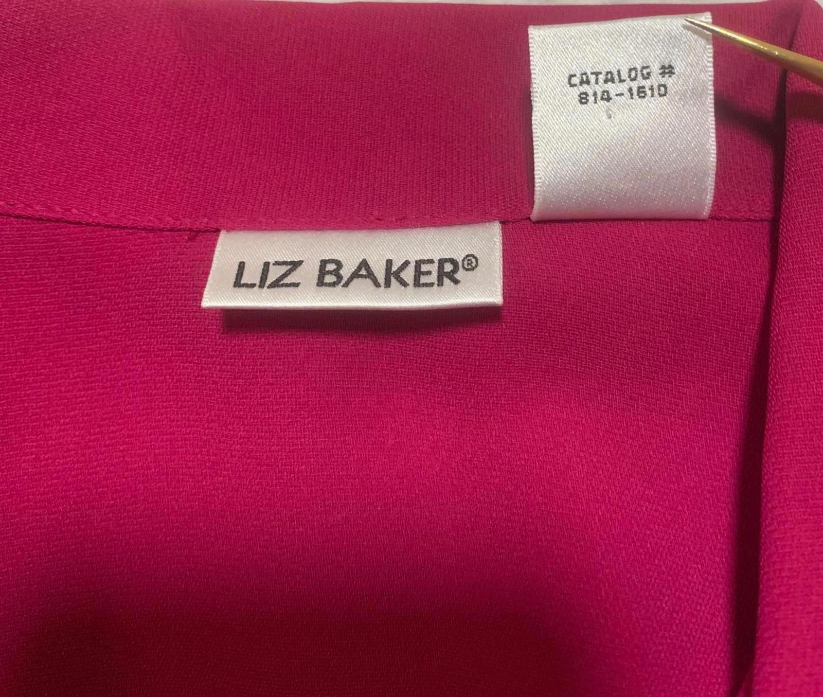 Liz Baker Women's Size 12 Fushia Short Sleeve Button-Up Blouse