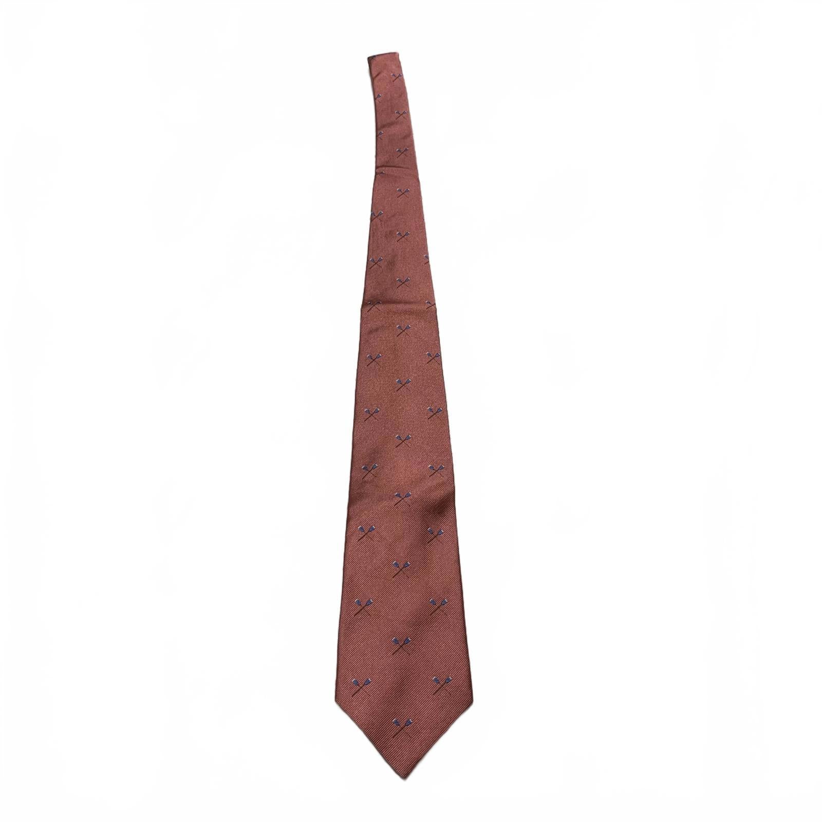 Brooks Brothers Men's OSFA Dusty Rose Silk Tie Blue Pattern USA