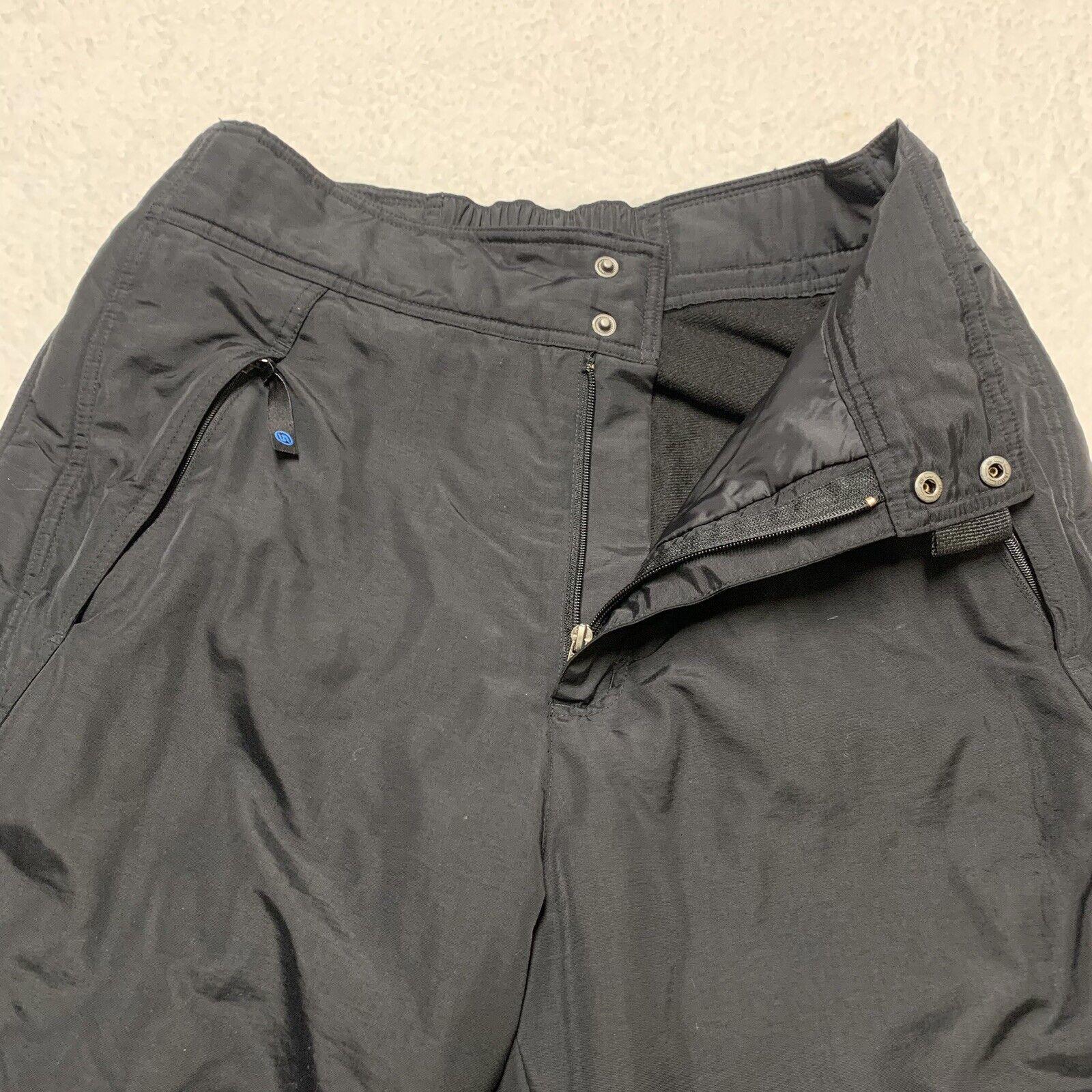 Slalom Snow Pants Men’s Size M Black Nylon Ankle Zip Pockets Ski Snowboard Storm