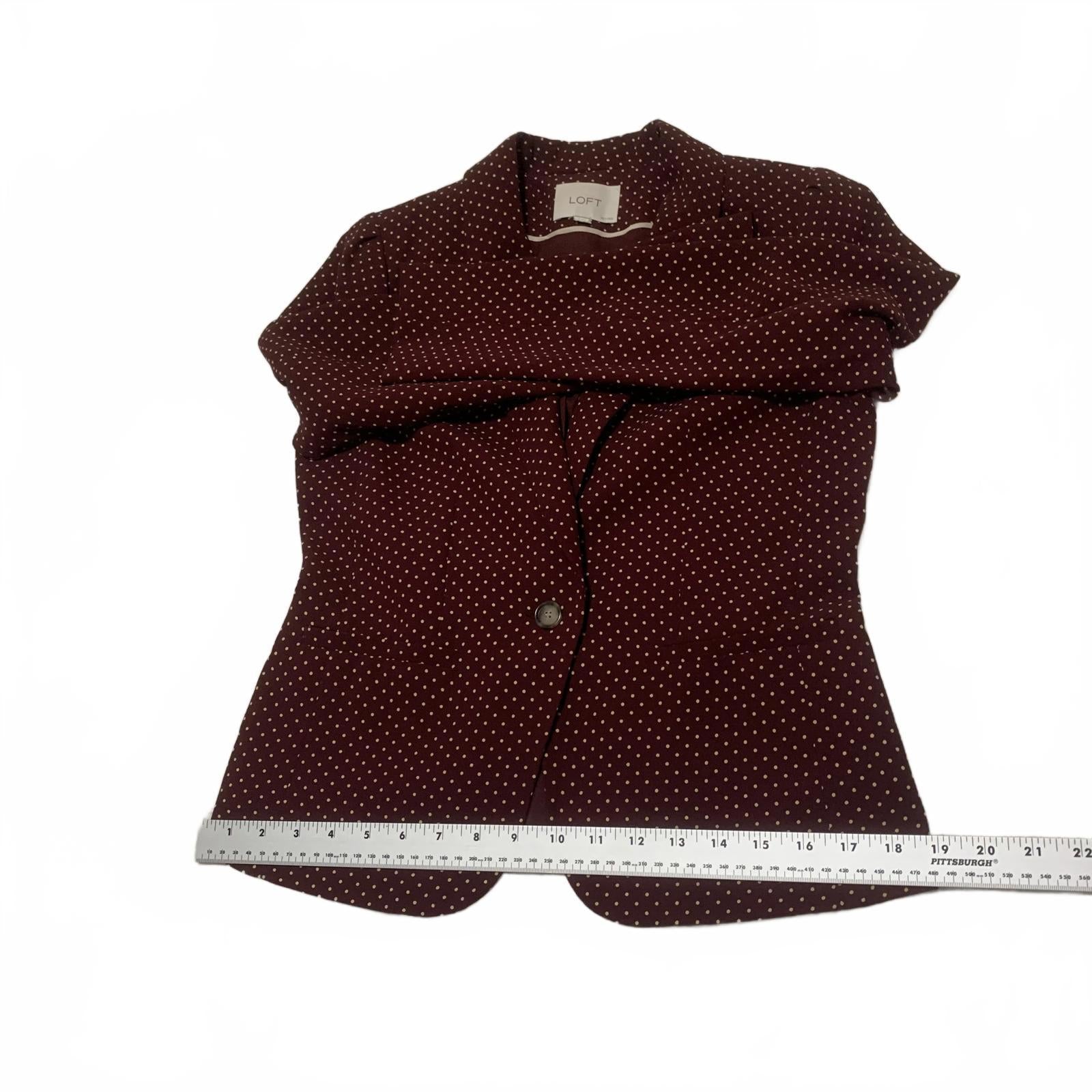 Women's Burgundy Polka Dot Blazer | LOFT Ann Taylor Petite Size S | Professional Work Jacket