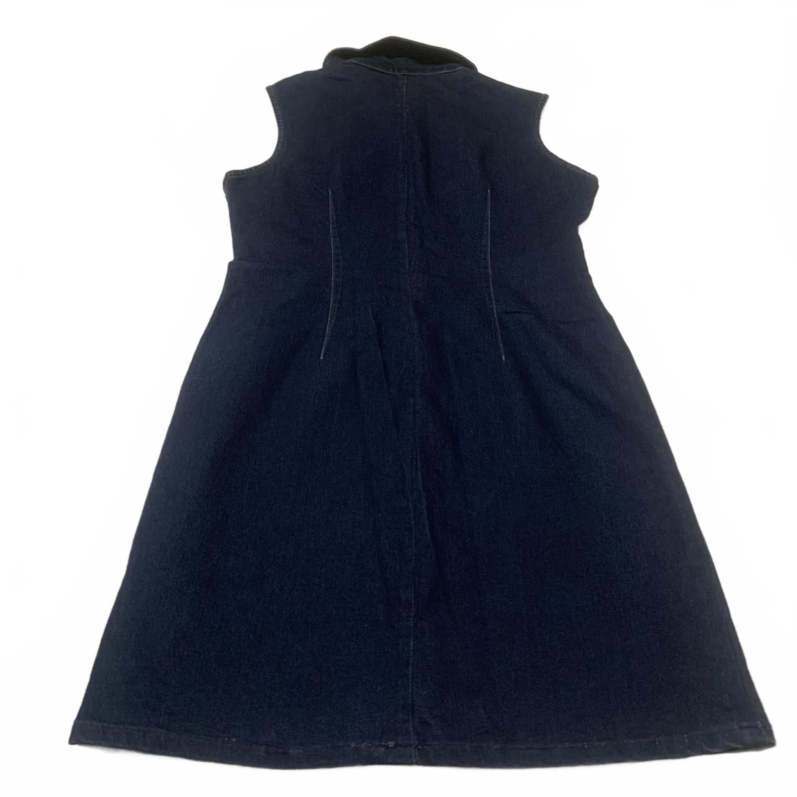Long Elegant Legs Women's Size 16 Dark Blue Denim Button Front Sleeveless Dress