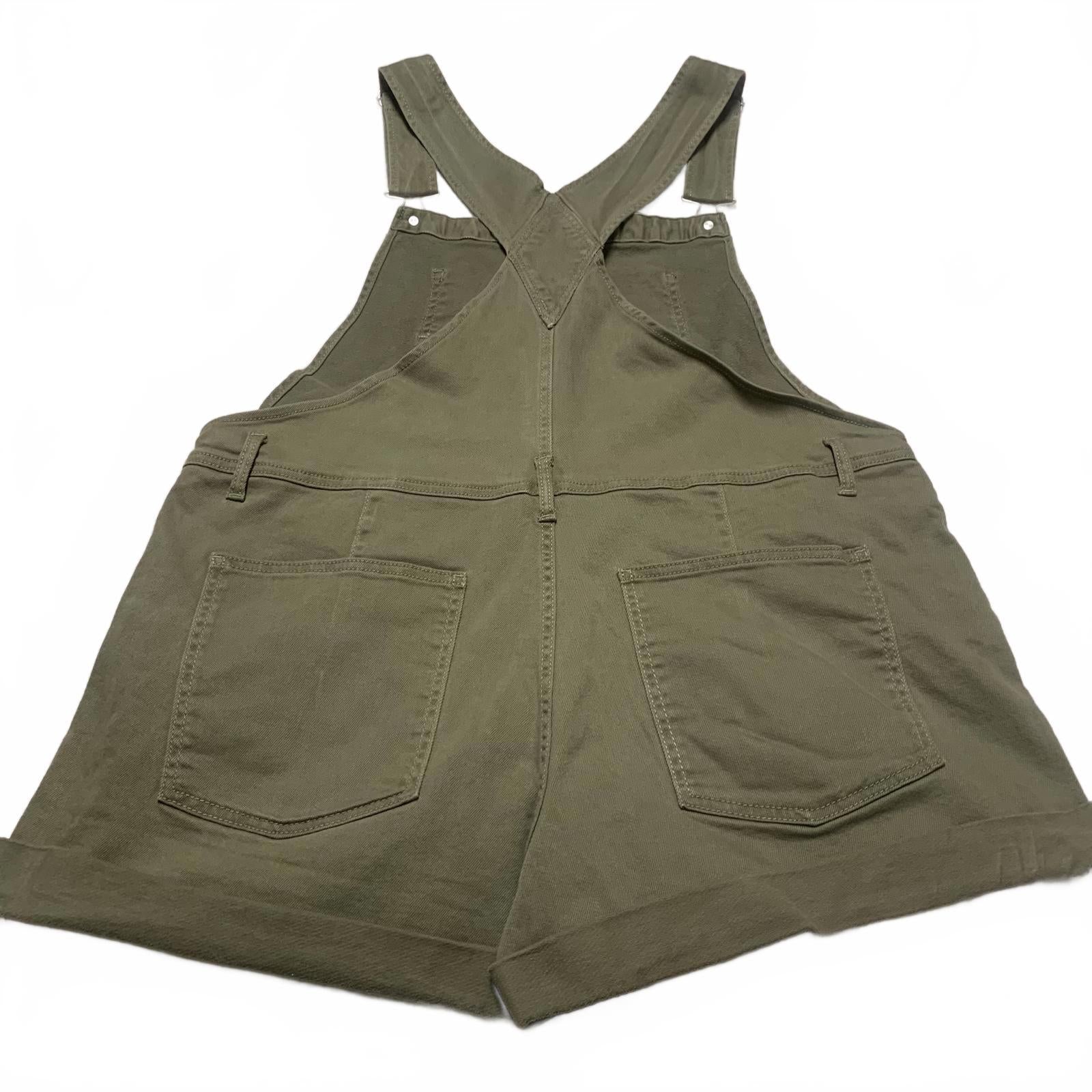 NOBO No Boundaries Womens Sz XXL (19) Olive Green Denim Overalls Shorts W40