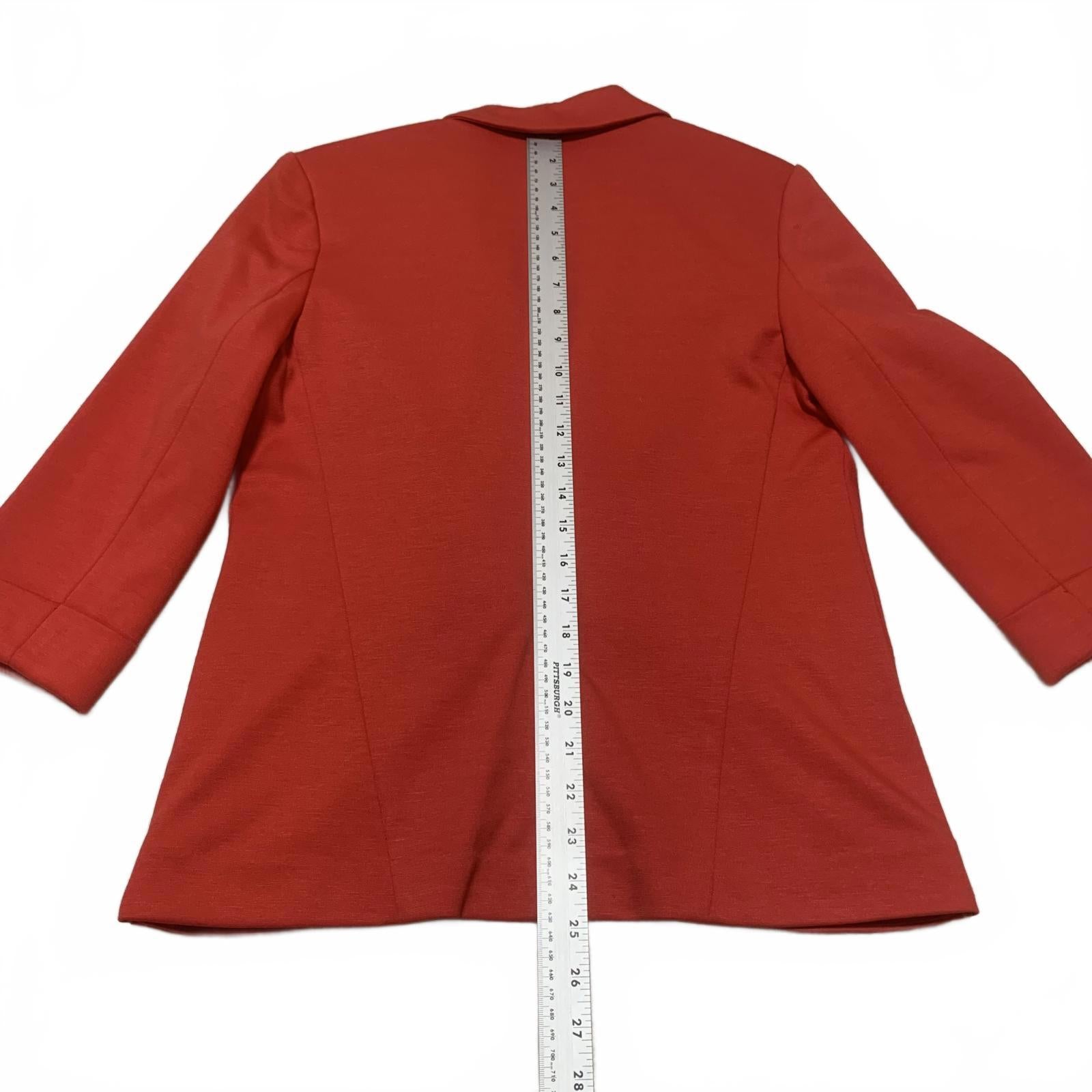LC Lauren Conrad Women's Red Blazer Size 8 Open Front 3/4 Sleeve Stretch Jacket
