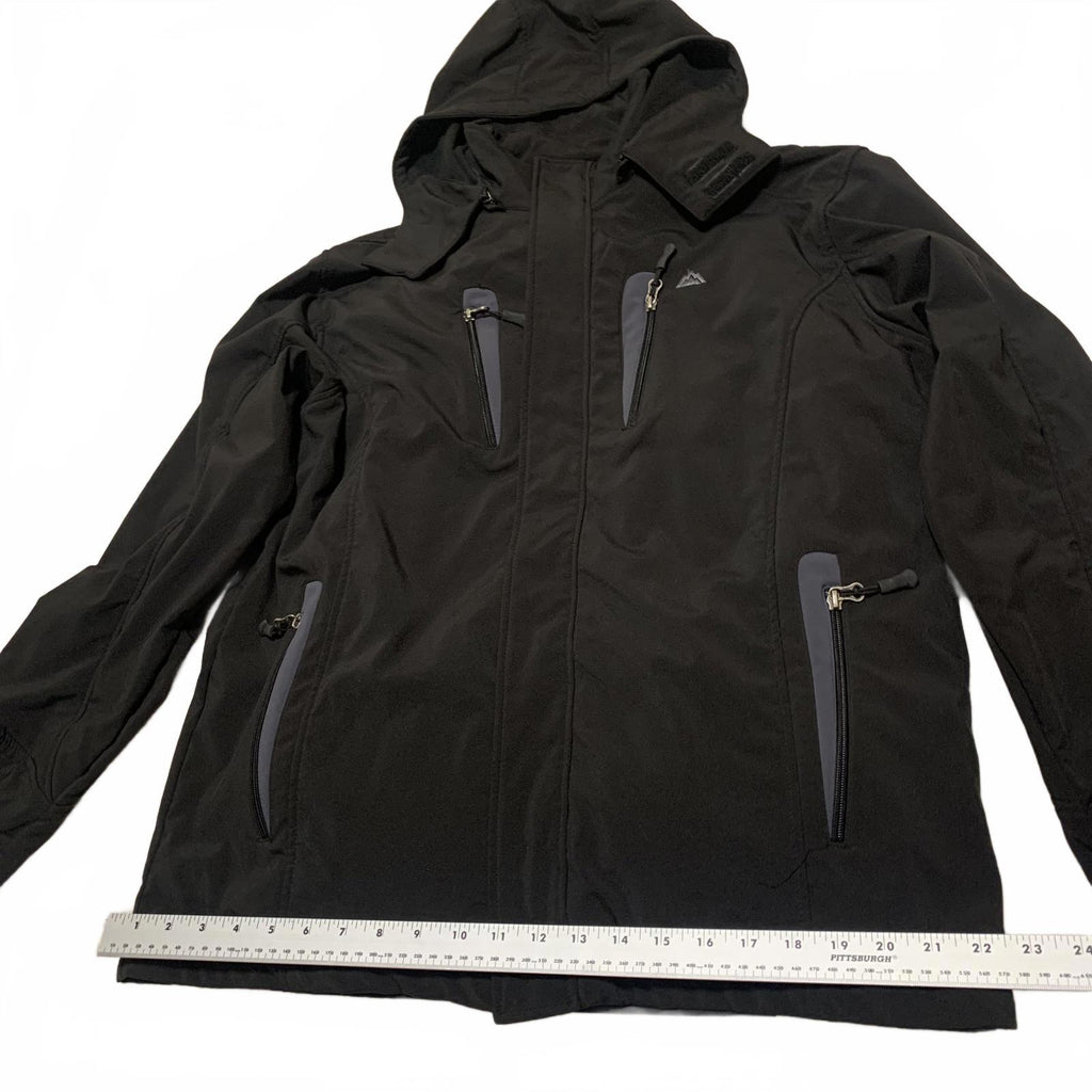 Snozu Performance Men's Size M Black Utility Jacket Hooded Coat Zip 4 Pockets