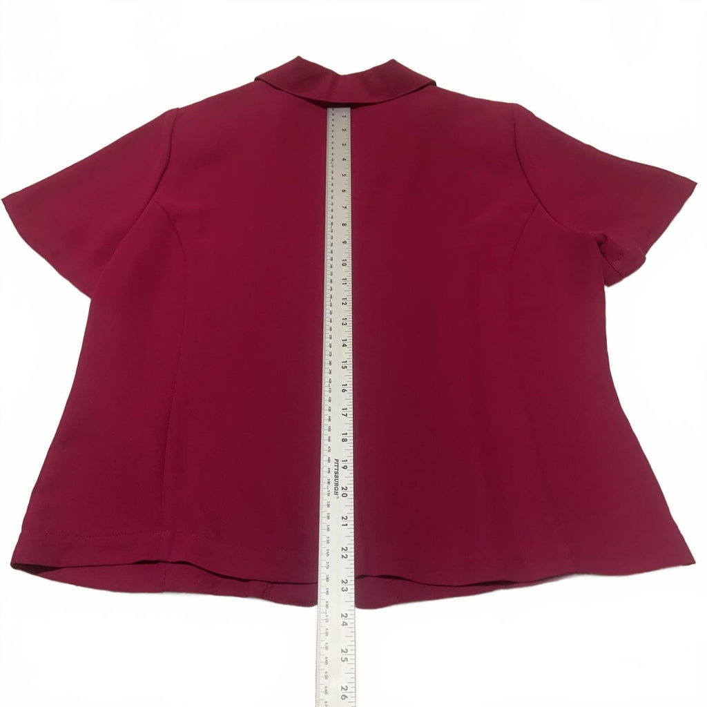 Liz Baker Women's Size 12 Fushia Short Sleeve Button-Up Blouse