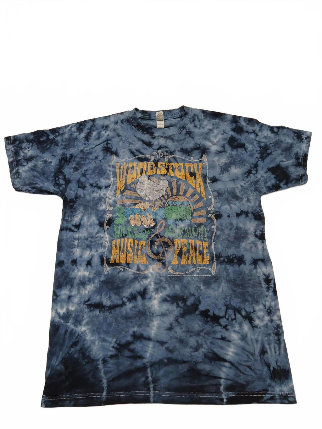M&O Gold Unisex Sz M Blue Woodstock T-Shirt Music & Peace